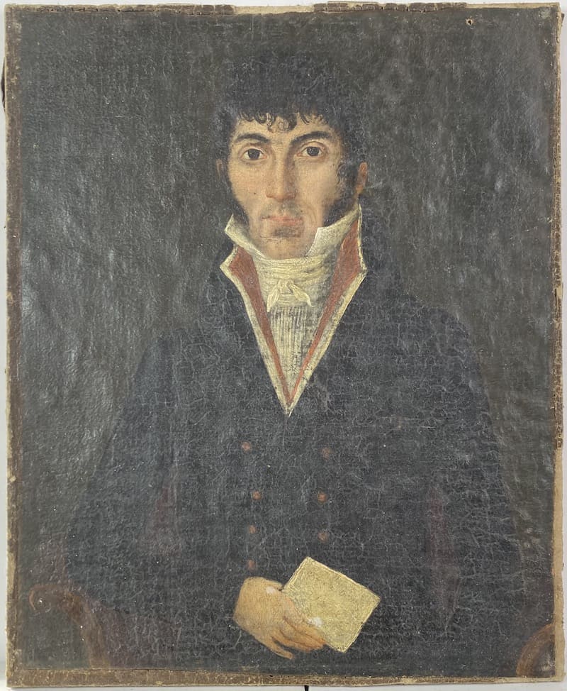 Portrait d'homme début XIXè. Face avant restauration