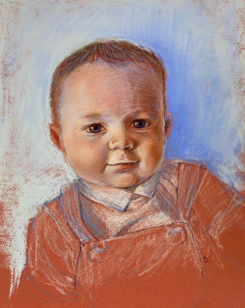 Portrait d'un garçon au pastel sec
