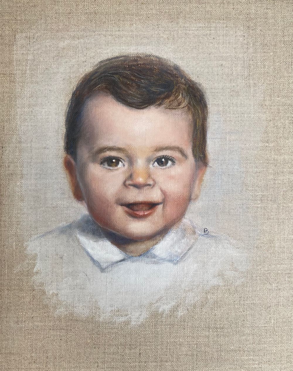 Portrait de bébé. Peinture à l'huile