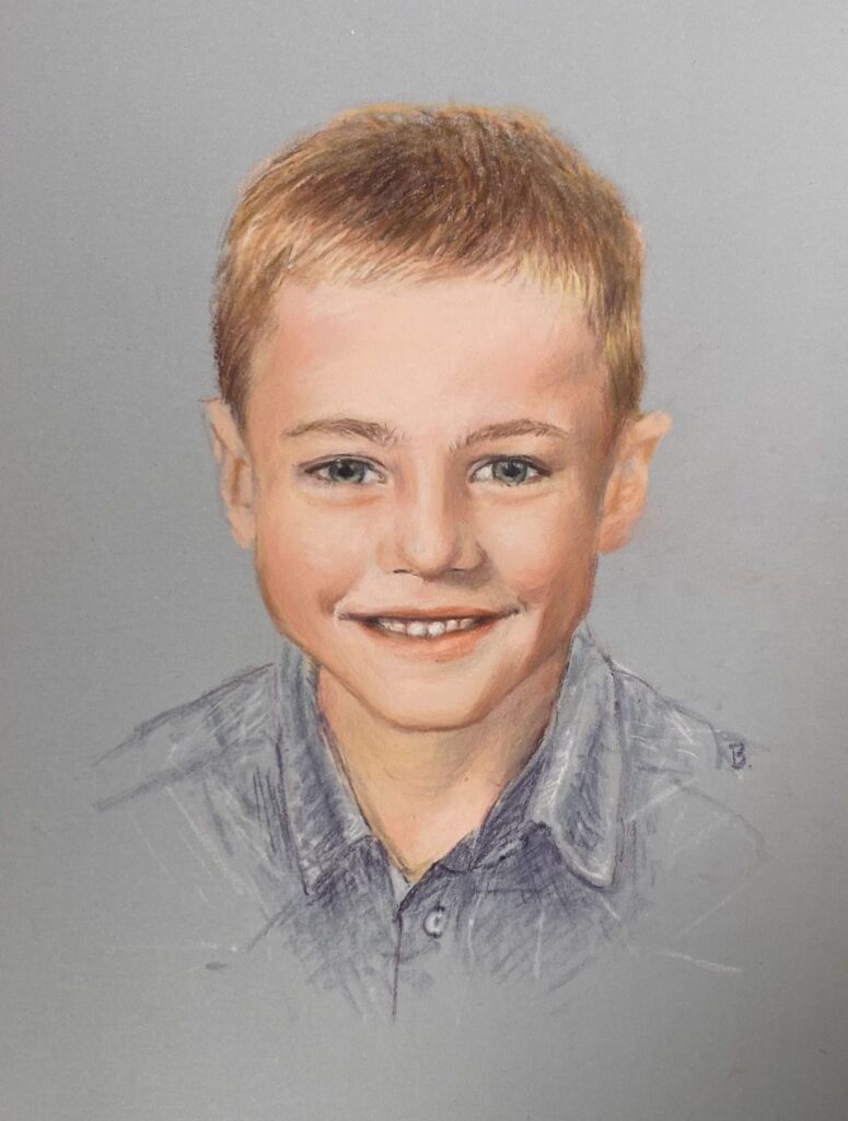 Portrait au pastel d'un jeune garçon